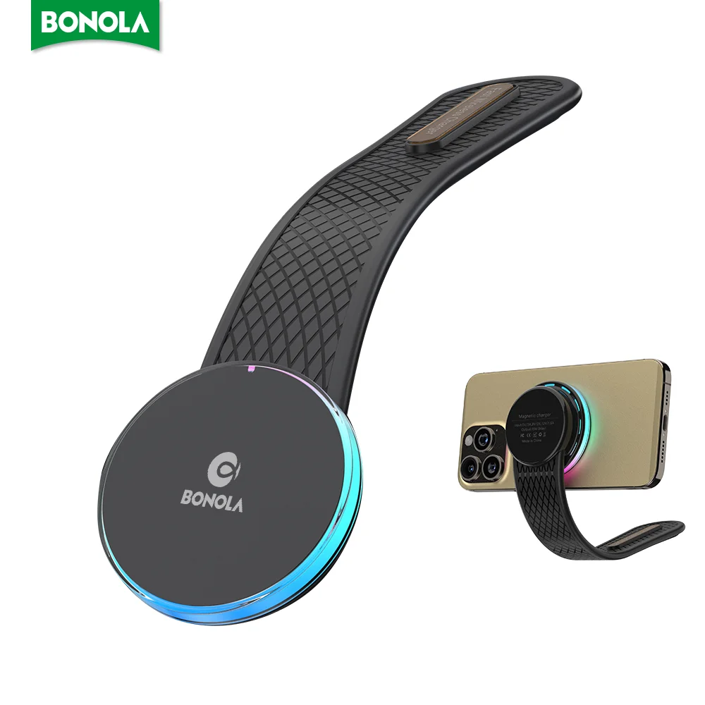 

Bonola Bendable Magnetic 15W Car Wireless Charger for Toyota/VW/Tesla Vehicle Center Control Screen Dashboard Wireless Charging
