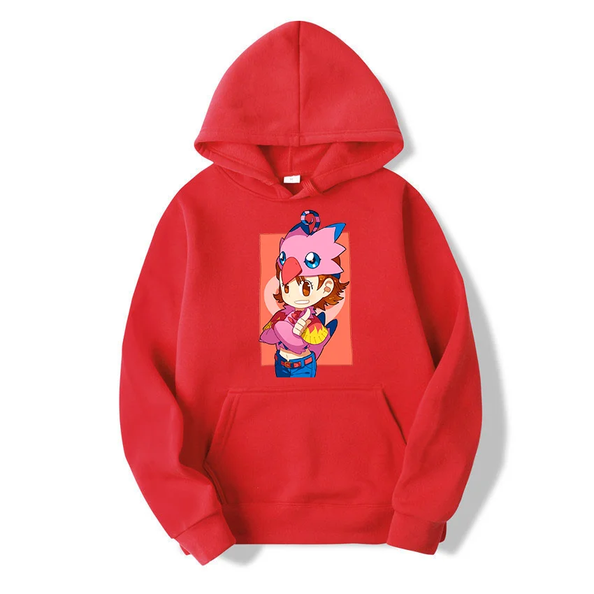 

Anime Digimon Hoodies Piyomon casual men's and women's pullover role-playing clothing autumn and winter street clothing