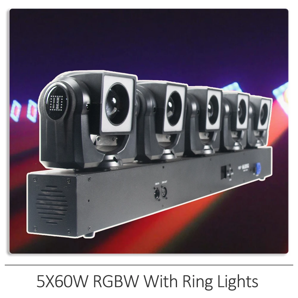 

YUER 5X60W LED RGBW Beam Moving Head Light With RGB SMD DMX512 DJ Stage Lights For Disco Party Club Nightclub Stage Effects