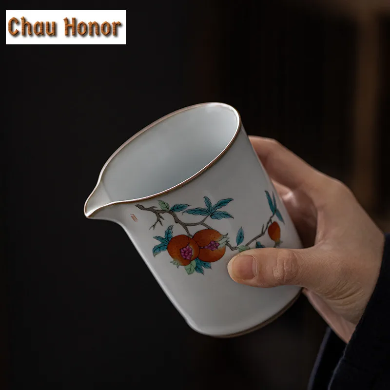 260ml Boutique Ru Kiln Porcelain Tea Pitcher Gracked Glaze Art Cha Hai Justice Cup Divide Tea Serving Cup Chinese Kung Fu Teaset