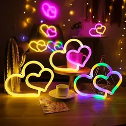 D2 Heart LED Neon Sign Heart Home Decor Valentine's Day Wedding Party Wall Decor Bedroom Neon Light Decor Love Art propose prop