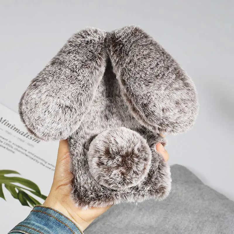 Rabbit Ears Cute Fur Plush Phone Case For Huawei Honor Mate 10 20