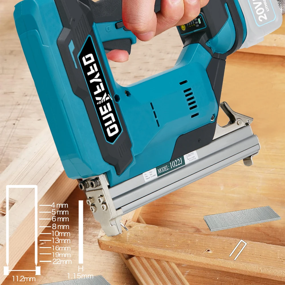 Brushless 1022J Electric Wireless Nail Gun Stapler Nailer U-shape Nail Woodworking Tools For Makita 18V Battery (No Battery)