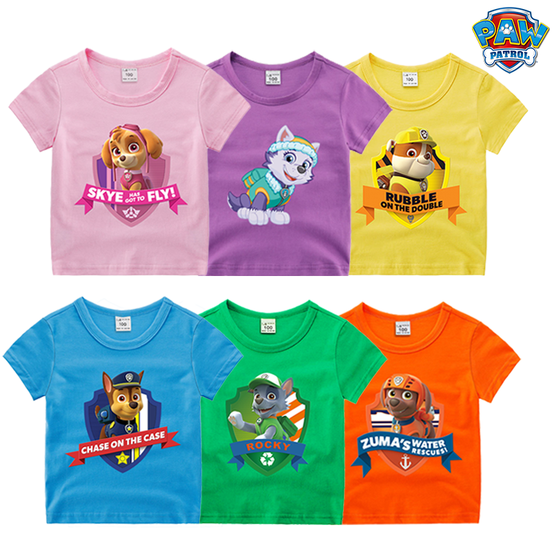 Paw Patrol T-shirt Chase Skye Cute Cartoon Print Special Shirt Children Clothing Boys & Girls Summer Short Sleeve Birthday Gifts
