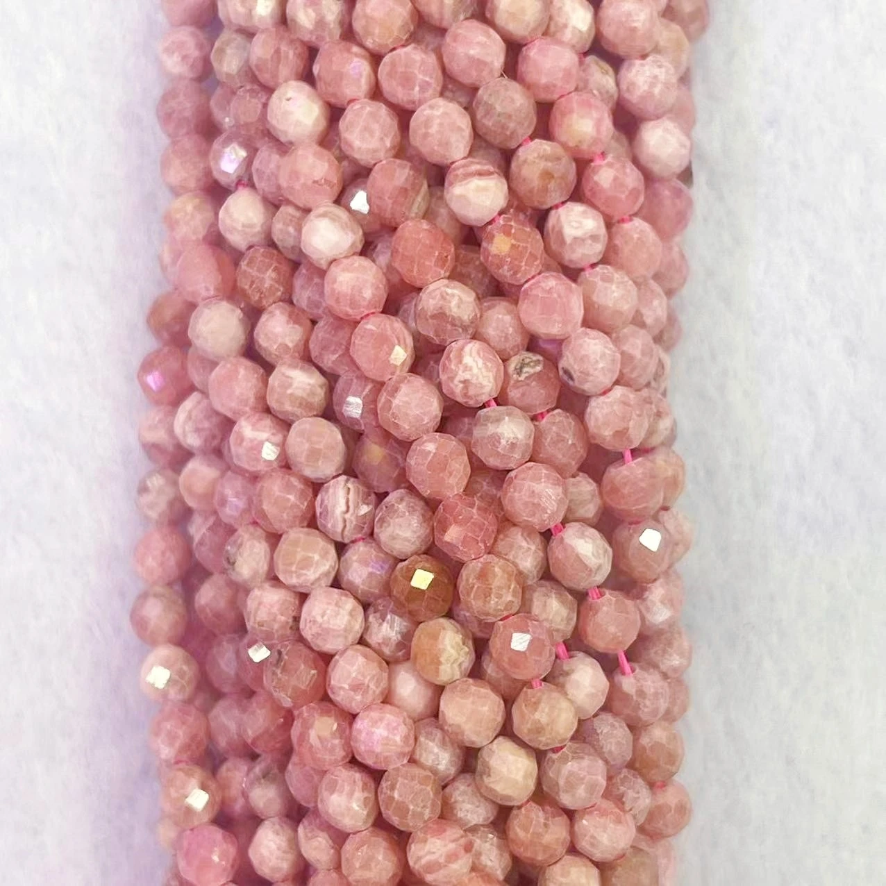Noble 4mm Natural Rhodochrosite Faceted Round Beads Pink Rhodonite Stone Argentina Raw Ore Dialogite Gem Charm Bead DIY Jewelry