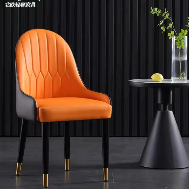 Nordic style cafe dining chair Light luxury high-end solid wood soft bag back modern simple sedentary comfortable chair