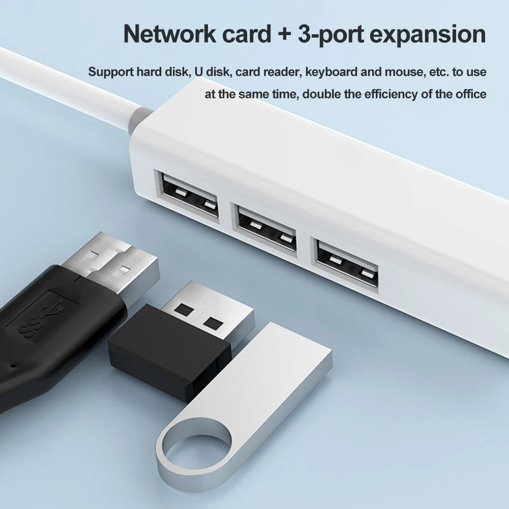 USB C타입-RJ45 랜 네트워크 카드, USB 2.0 이더넷 카드 허브 스플리터 어댑터, 노트북 PC 드라이버 무료, 4 in 1, 10GBit/s