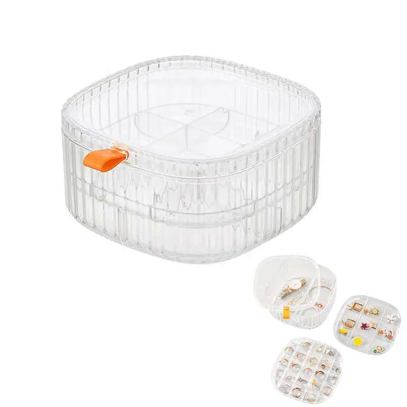 

Clear Jewelry Box 3-Tier Small Bead Organizers Mini Clear Bead Storage Containers Art Craft Supply Case Clear Organizer Box
