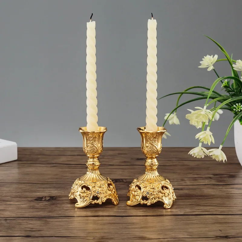 2Pcs Gold Candle Holder Candlesticks Candles Silver Wedding Europe Metal Candle Stand Wedding Table Home Decoration candle holders