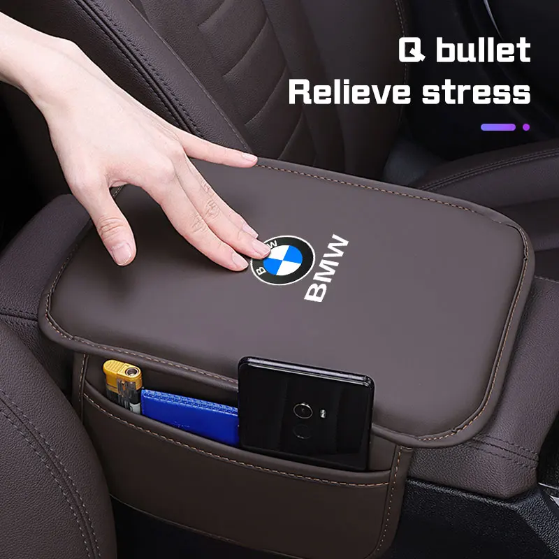 BMW X1 X2 X3 X5 X6 X7 1 3 5 6 7 시리즈 E38 E46 E70 E90 G20 G30 차량용 팔걸이 박스 패드 수납 가방 가죽 매트 센터 콘솔 커버
