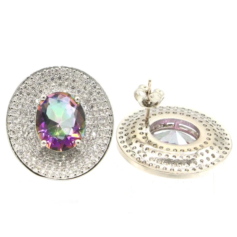 10g 925 SOLID STERLING SILVER Customized Earrings Stunning Fire Rainbow Mystic Topaz Violet Topaz Zultanitel Spinel CZ Daily Wea