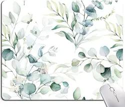 Personalized Computer Mouse Pads with Green Leaves Design Washable Mouse Mat with Lycra Cloth Office Home Non-Slip Rubber Base