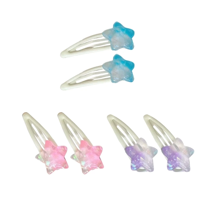 2pcs/set Jelly Texture Hair Clip for Hot Girls Sequin Star Shape Hair Barrettes Ponytail Hair Clip for Teenagers Girls