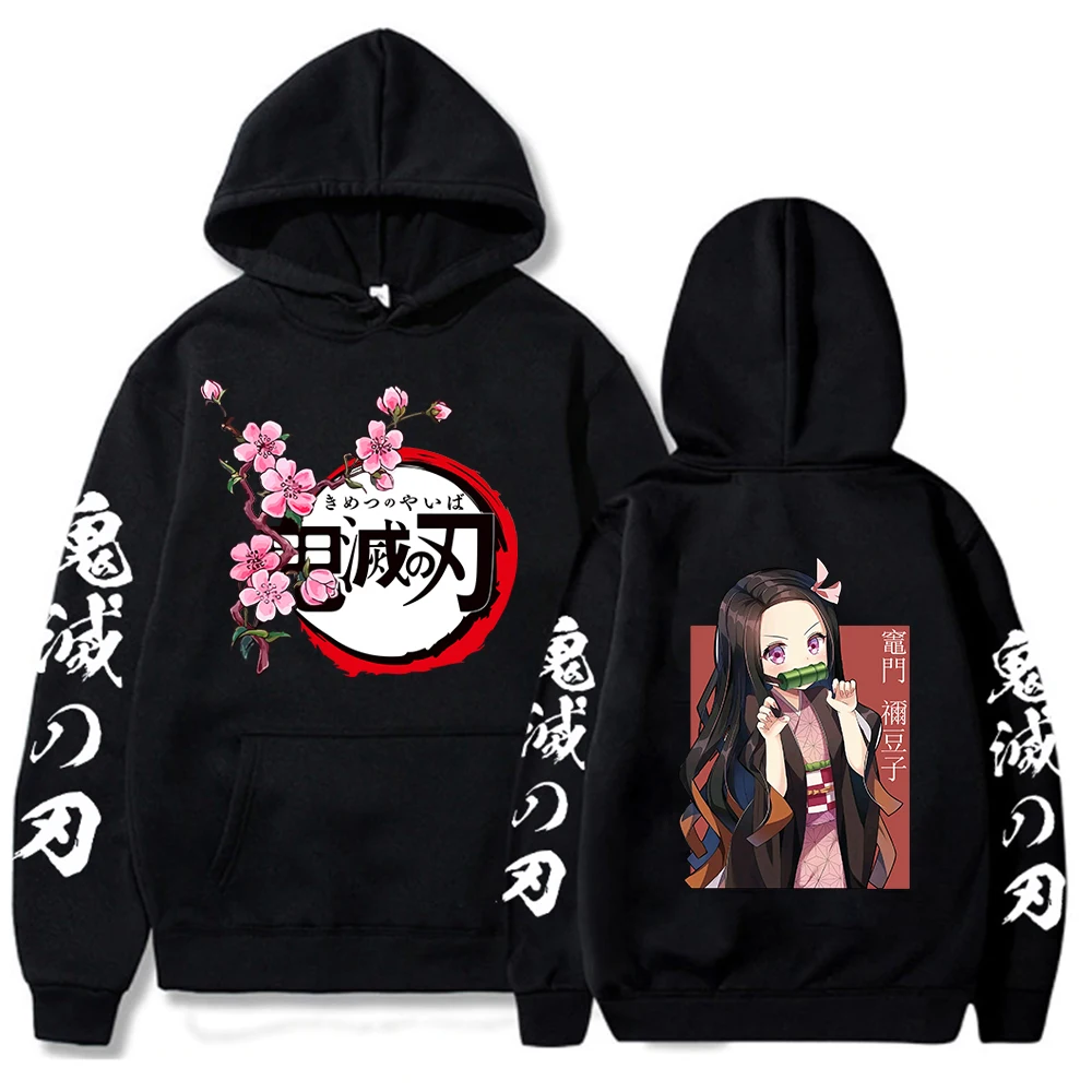 Hot Demon Slayer Kimetsu No Yaiba Hoodie Hip Hop Anime Pullovers Tops Loose Long Sleeves Autumn Man Cloth