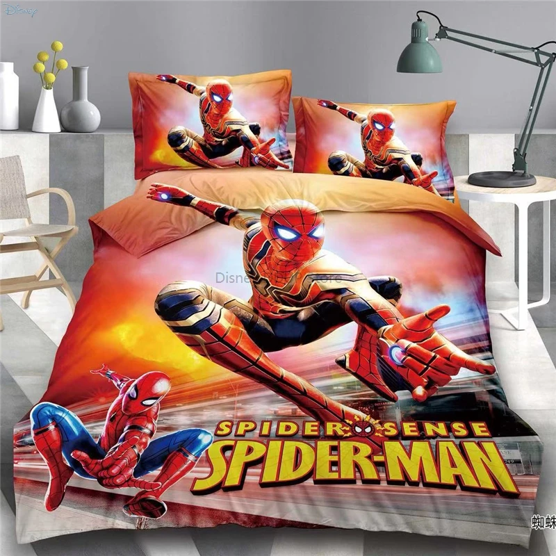 New Spider Man Duvet Cover Bed Sheet Pillowcase Disney Princess Snow White Cinderella Bedding Set Captain America Kids Bed Sets