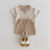 Summer Baby Clothes Set Turn Down Collar T-shirt And Shorts 2Pcs For Boys Toddler Tracksuit Outfit 2