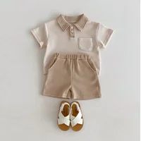 Summer Baby Clothes Set Turn Down Collar T-shirt And Shorts 2Pcs For Boys Toddler Tracksuit Outfit 2
