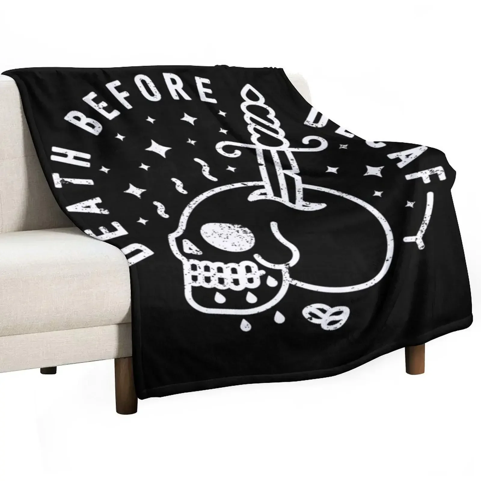 

Death Before Decaf Throw Blanket Quilt Decorative Sofas Blankets