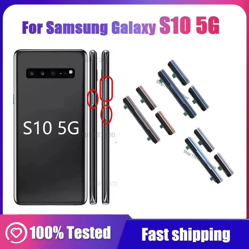 삼성 갤럭시 S10 5G G977 G977N G977U G977B G977 휴대폰용 새 전원 볼륨 버튼, 새 하우징 프레임, 온오프 키, 푸시 버튼