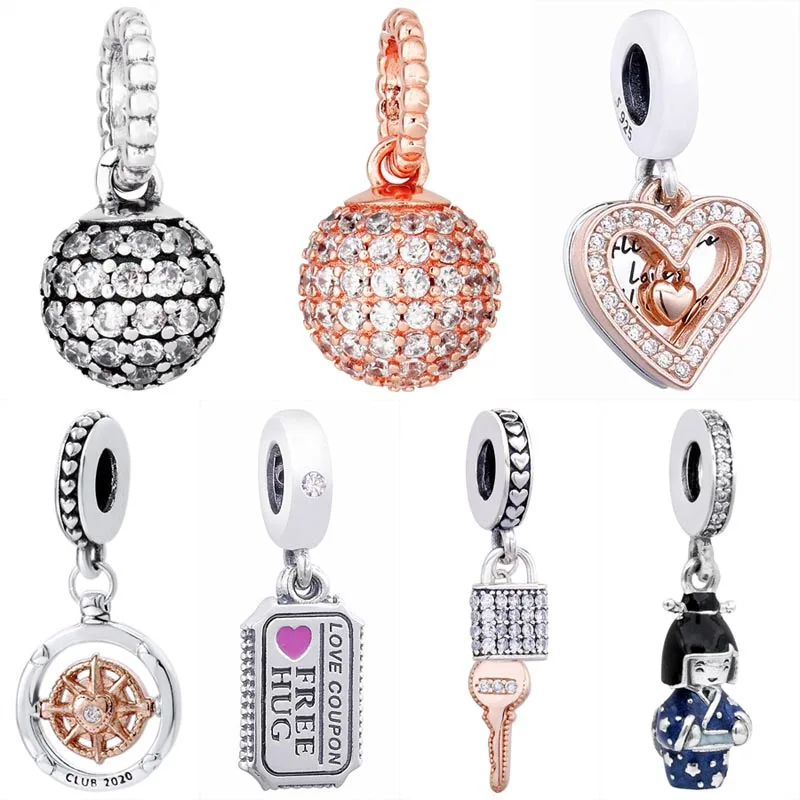 

Original Freehand Heart Pave Ball Padlock And Key Japanese Doll Charm Diy Jewelry Fit 925 Sterling Silver Bead Popular Bracelet