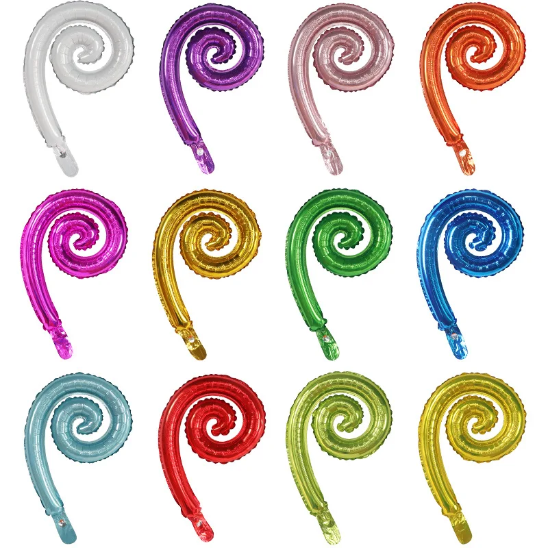 

10pcs Colorful Spiral Wave Curve Foil Double Rolls Balloons Family Birthday Party Wedding Decoration Wall Stickers