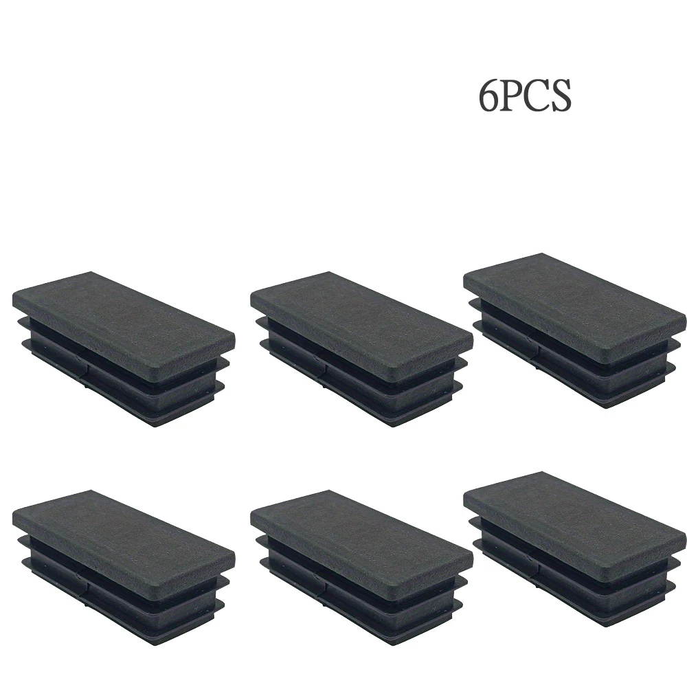 Black Rectangular Furniture Leg End Cap - Protective Tube Insert, 20mm x 40mm