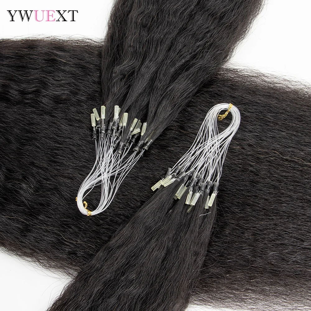 12"-26" Kinky Straight Micro Loop Hair Extensions Natural Black Human Hair Micro Link 50pcs/pack For Black Women
