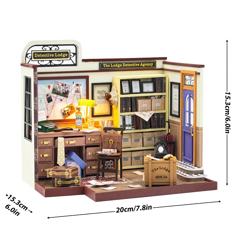 방 장난감 만들기용 나무 인형 집 미니 DIY 키트, 3D 퍼즐 빌딩 조립 모델, 어린이 선물용 LED 장난감