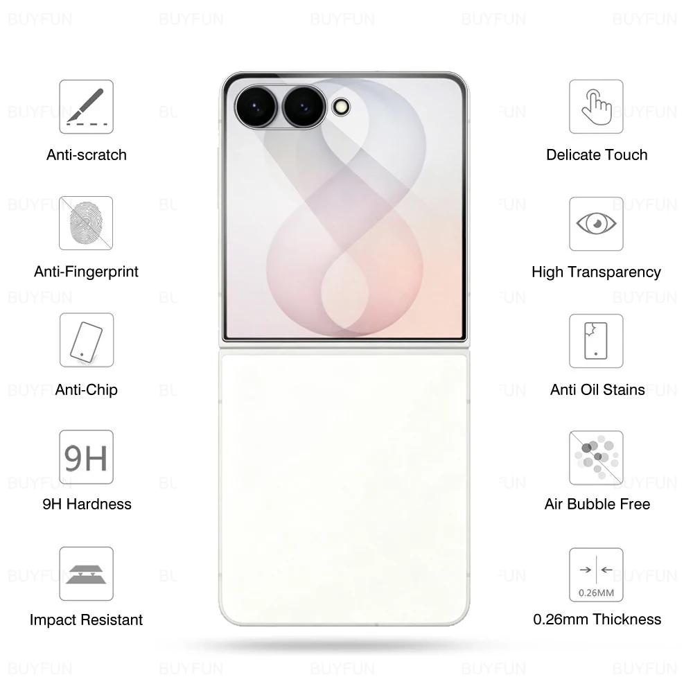 2-Pack HD Clear Tempered Glass Back Screen Protector for Samsung Galaxy Z Flip Series