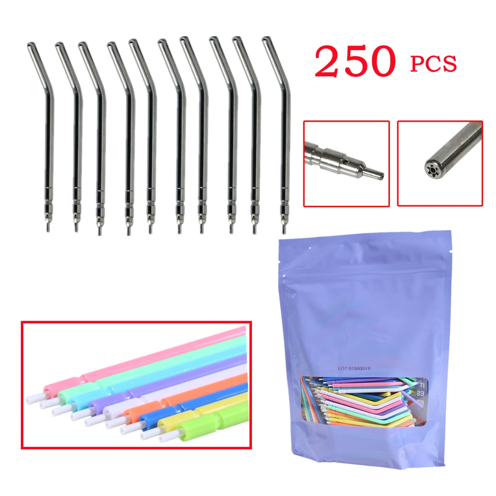 

Стоматологический инструмент, 250 шт., быстрое/стальное сопло из нержавеющей стали, наконечники трубок для стоматологического 3-полосного тройного воздушного водяного распылителя, шприц