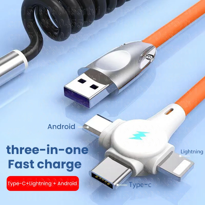 6A 3 in 1 SuperCharging Cable Micro USB TypeC Fast Charger Micro USB