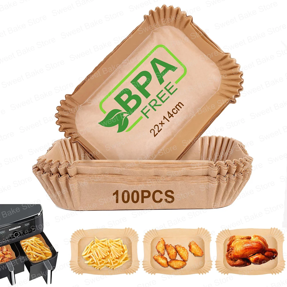 Air Fryer Paper Liners Disposable 8.6x5.5" Rectangle Parchment