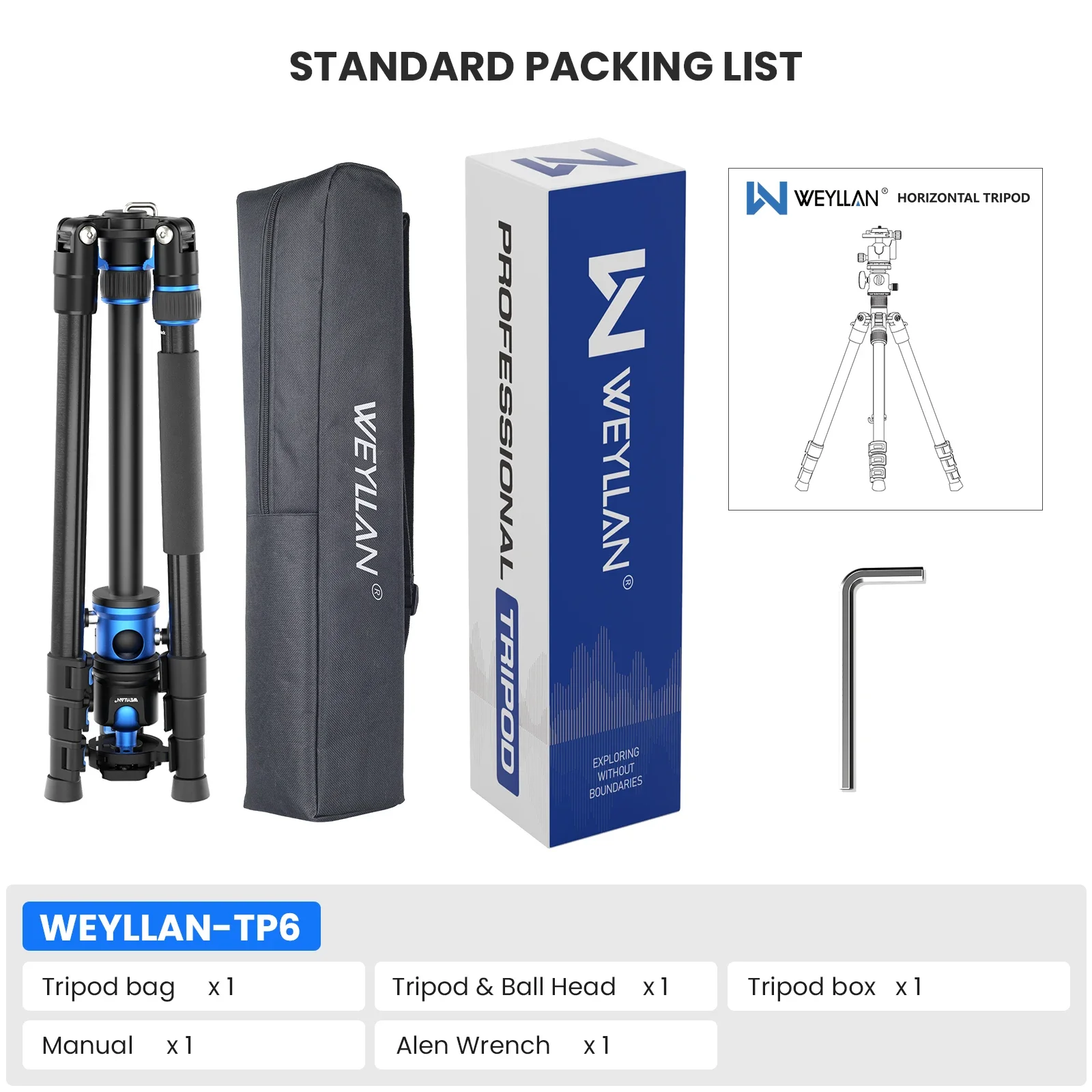 חצובת האופקי המקצועית WEYLLAN TP6 היא ציוד צילום רב-תכליתי שנועד לתמוך במגוון רחב של מצלמות ומכשירים