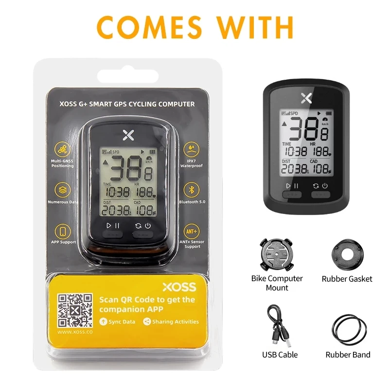 Компьютер велосипедный XOSS G GPS беспроводной, спидометр, водонепроницаемый, Bluetooth, ANT +, скорость педалирования (art.: 3920c2feb12cf) - 3920c2feb12cf