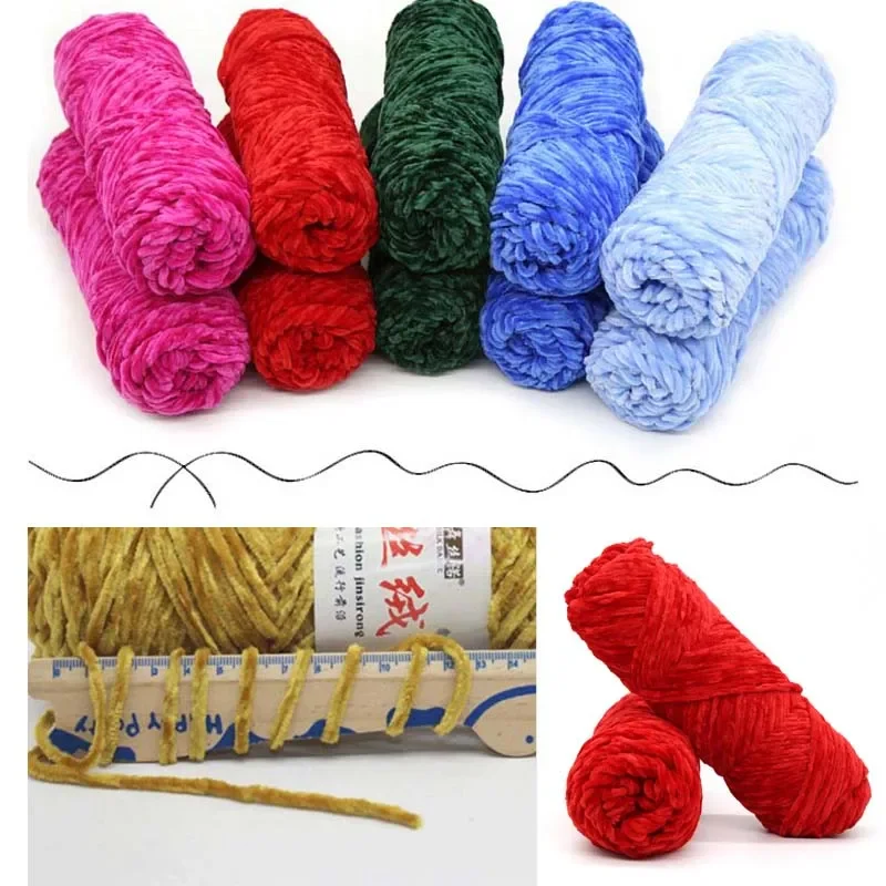 100g Chenille New Soft Rainbow Wool Craft Sweater Yarn BluePink Chunky Crochet BabySoft Knitting Thick DIY Velvet 3
