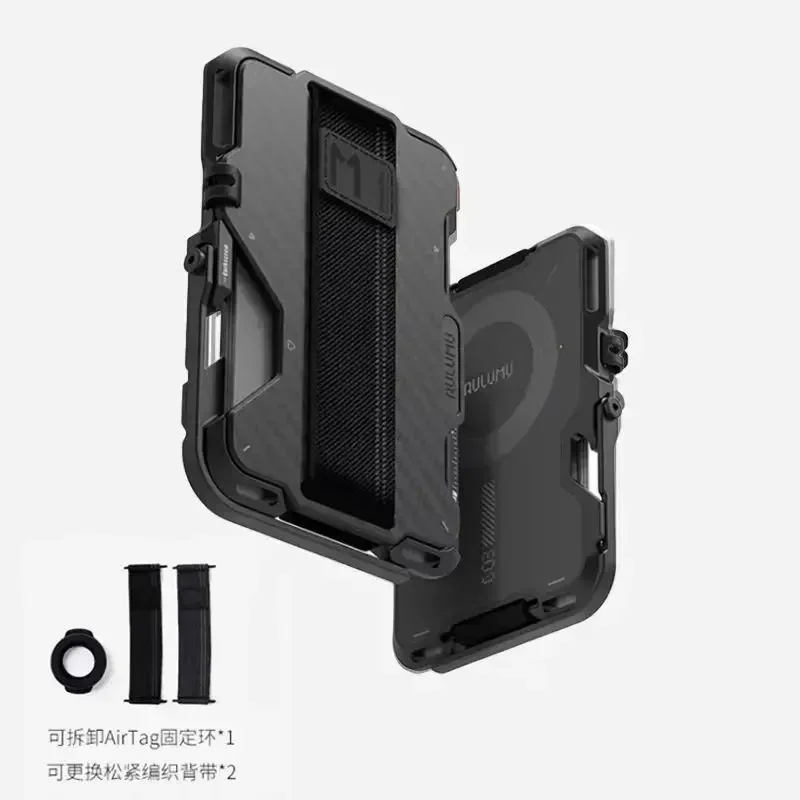 Erkekler için Manyetik Karbon Fiber Cüzdan Kartlık MagSafe Uyumlu Çok Açılı Telefon Standı iPhone 16Pro için RFID Engelleyici