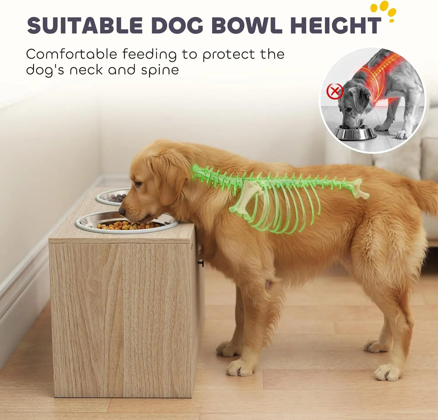 Elevated dog bowls with storage cabinet and non-slip stand - image 3