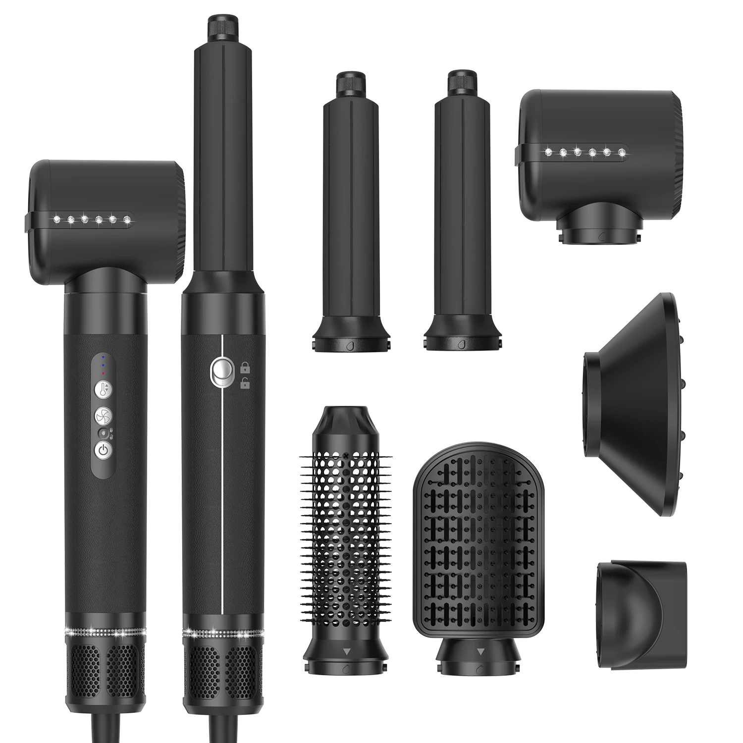 Hair Dryer 7 In 1 Brushless High Speed With Diffuser Ionic Styling Comb Hair Curler
