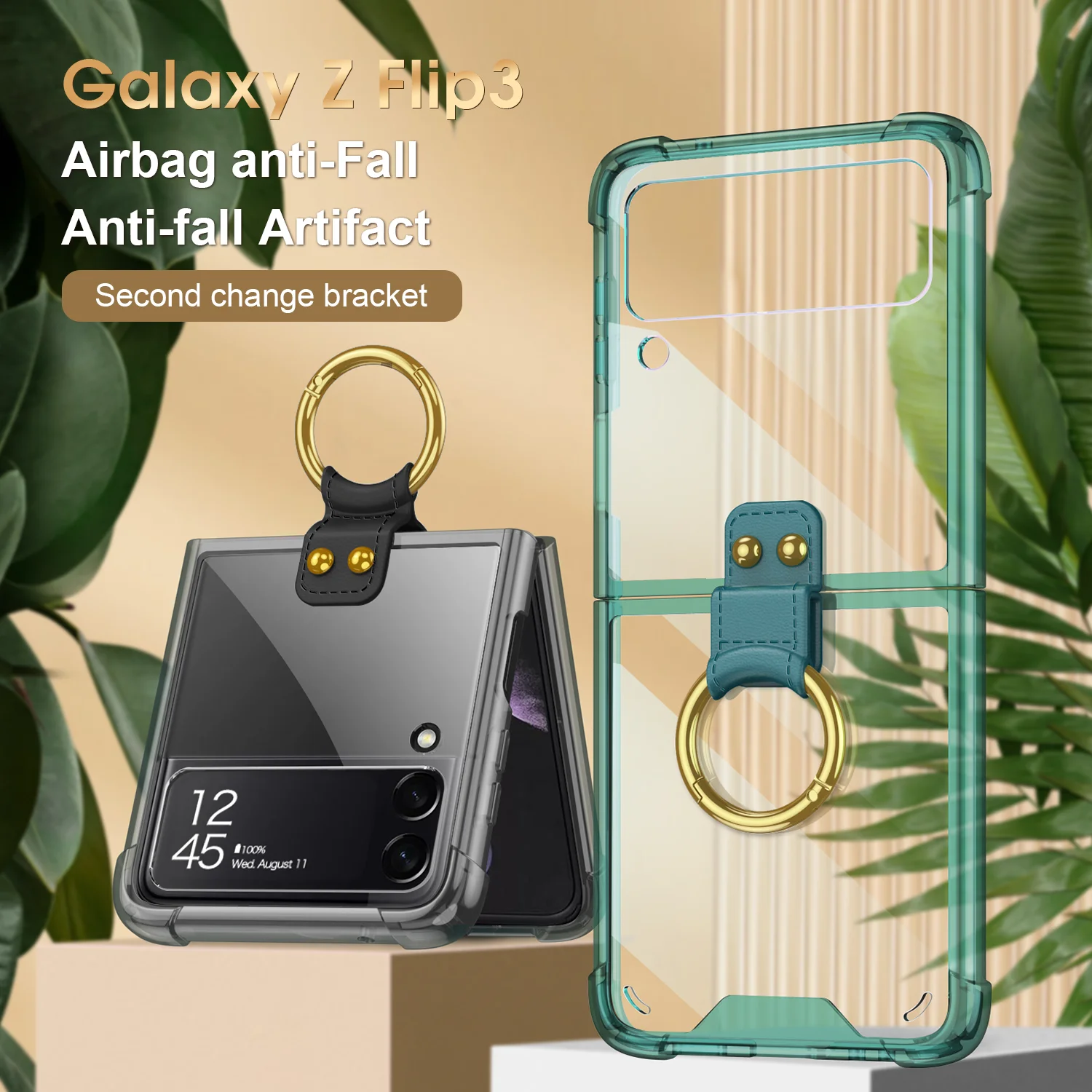 Противоударный чехол с подушкой безопасности для Samsung Galaxy Z Flip 4 3 кольцевой