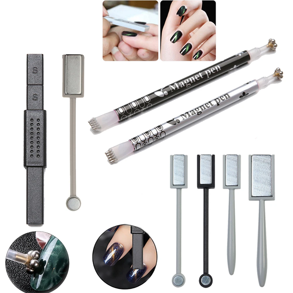 Double-head Flower Design Nail Magnet Pens Magnet Stick 3D Magnetic Cat Eye Gel Polish Nail Art Tools Salon/Studio/Home 1pc
