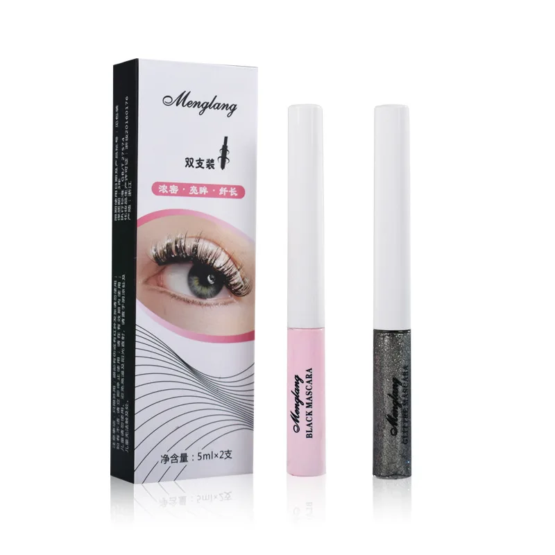 

2PCS Makeup Explosive Diamond Broken Mascara Waterproof Thick Waterproof Long Thick Curly Mascara mascara wands Free shipping