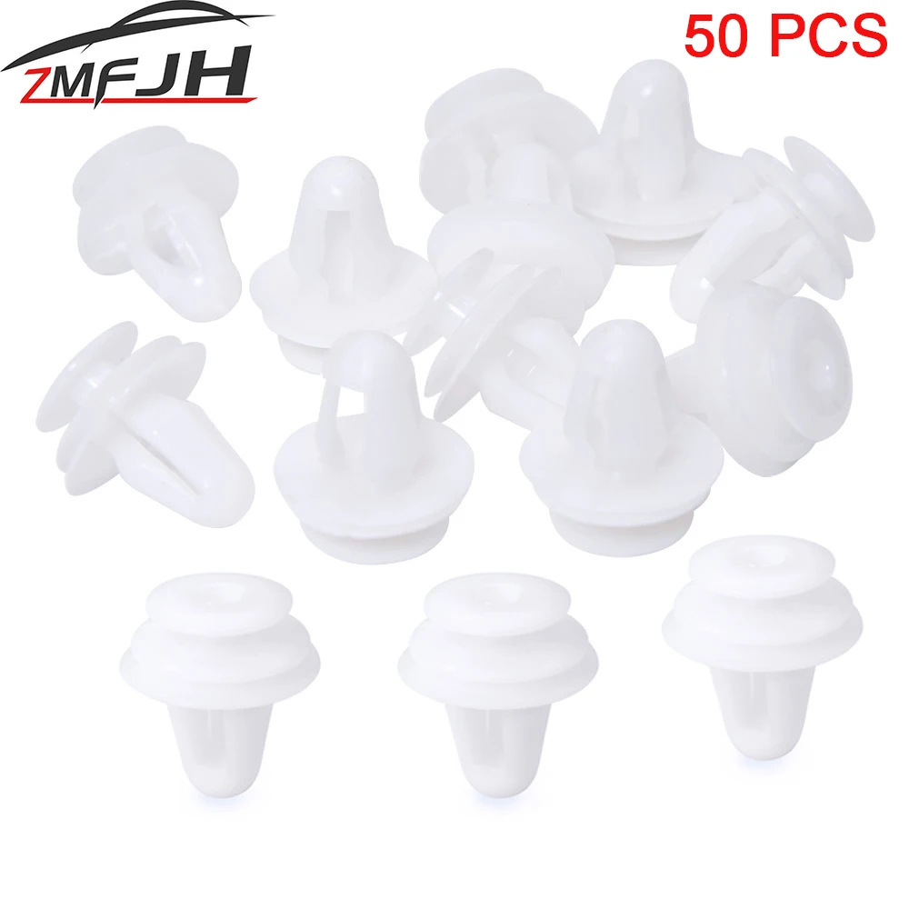50 pz Universale Automobile Paraurti Foro Bianco Porta Auto Trim Pannello Clip di Plastica Auto di Fissaggio Pinze Rivetto Auto Elementi di Fissaggio Per Auto  34