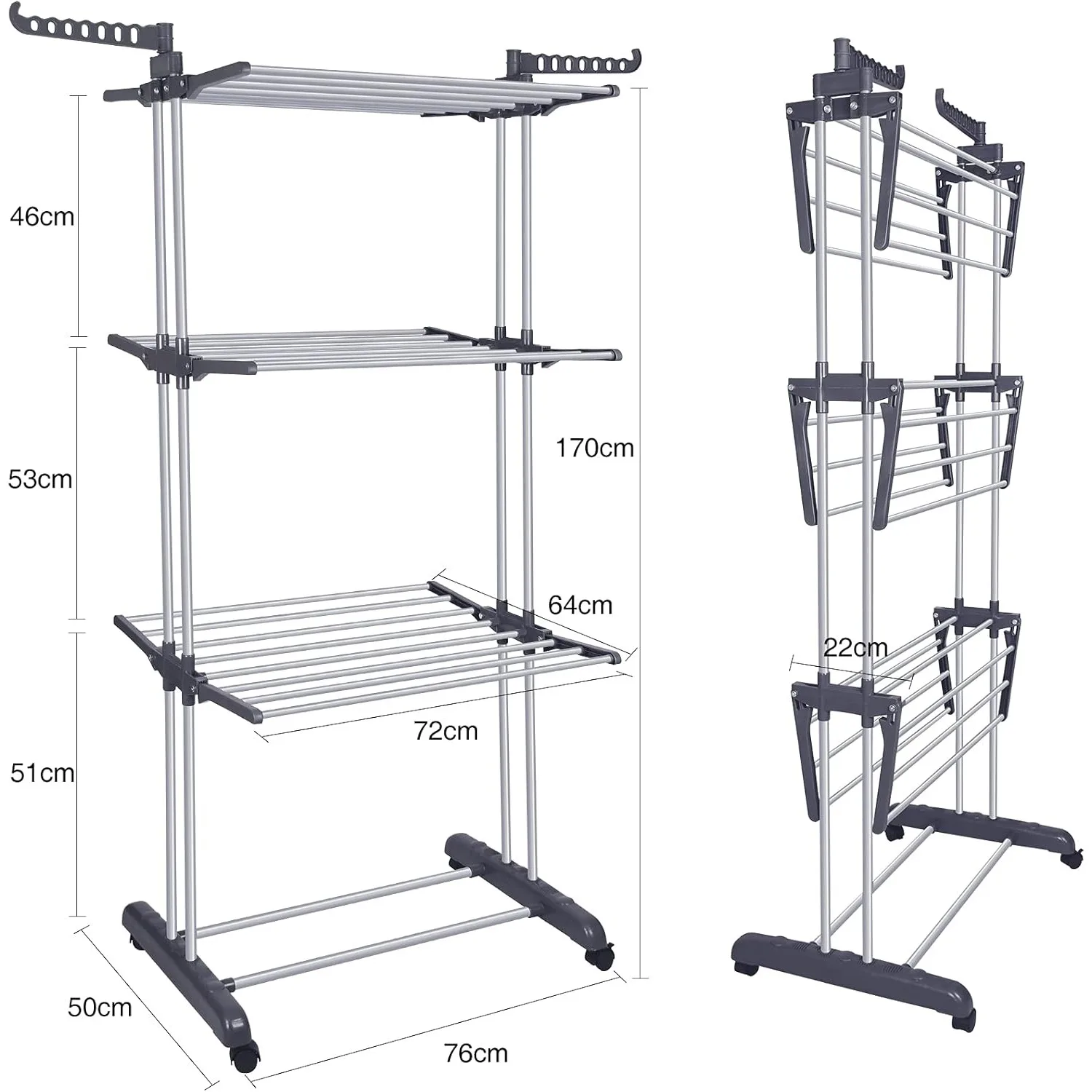 Clothes Drying Rack Folding Drying Rack Clothing 4 Tier Clothes Horses Rack Stainless Steel Laundry Drying Rack ﻿ 4