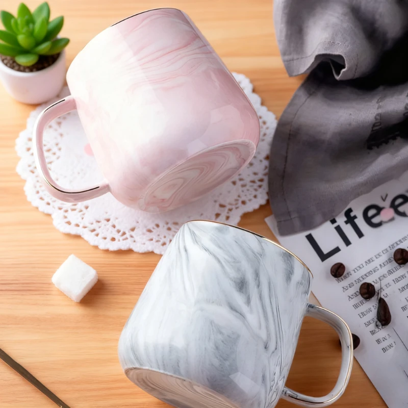 كوب قهوة سيراميك احترافي بحافة ذهبية