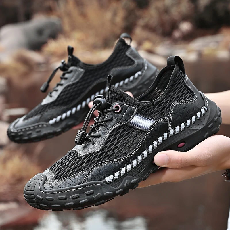 

2023 Men Summer Outdoor Hiking Shoes Plus size 46 Breathable Mesh Sneakers for Men Camping Sports Sandals Men Climbing Shoes