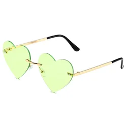 Vintage Heart - Shaped Sunglasses with UV400 Protection and Metal Frame (Light Green1)