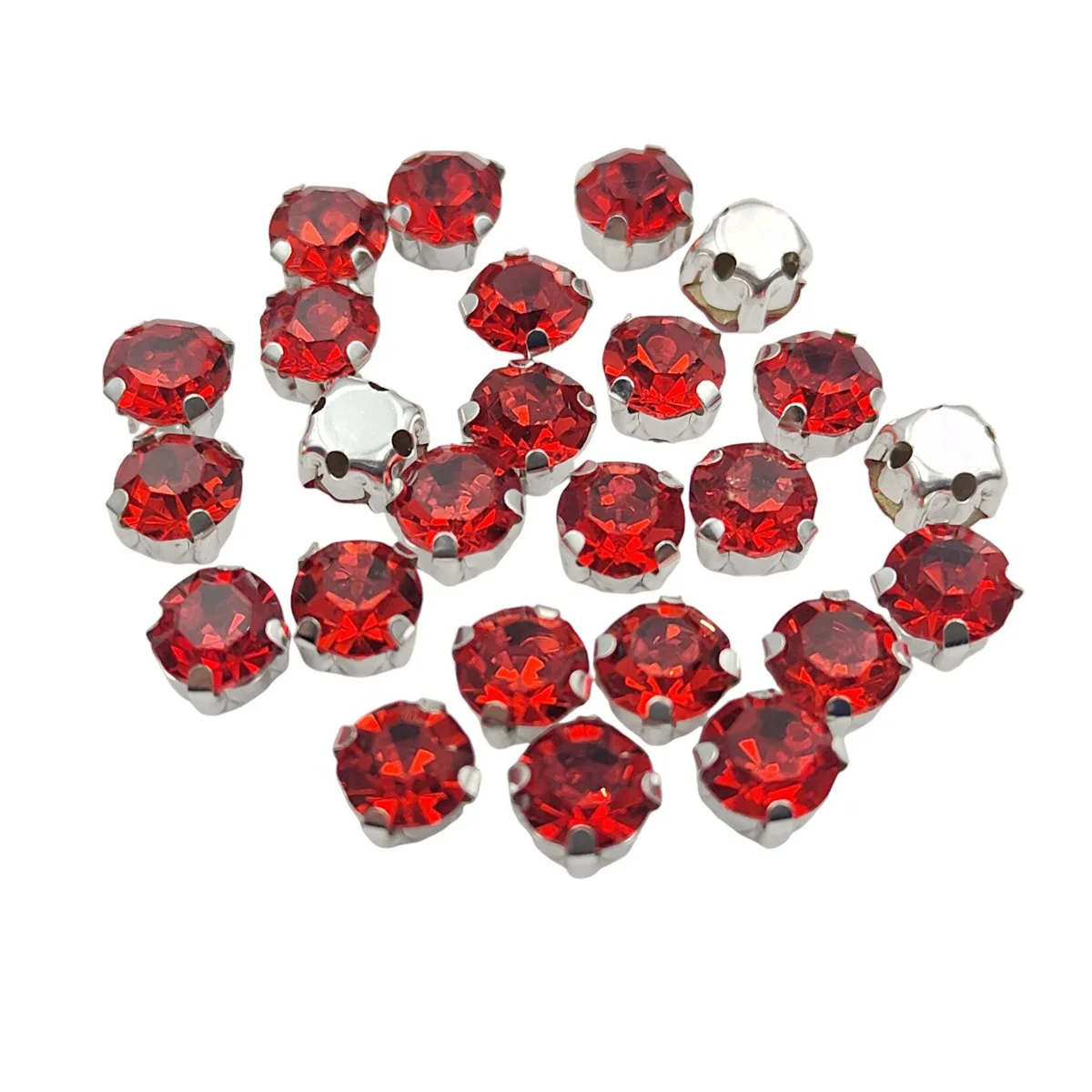 Round Glass Rhinestones with Claw Setting - Crystal Stones with Silver Metal Base