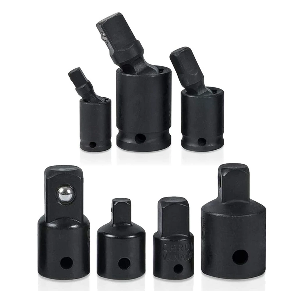 

7PCS Impact Socket Adapter & Reducer Set Universal Pneumatic Swivel Joint Air Impact Socket Adapter 1/4 3/8 1/2inch Socket Adapt