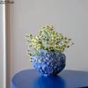 Flower Hydrangea Ceramic Vase Desk Decoration Flowers Arrangement Artificial Flower Decorative Floral Vases Room Aesthetic Decor 1