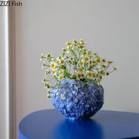 Flower Hydrangea Ceramic Vase Desk Decoration Flowers Arrangement Artificial Flower Decorative Floral Vases Room Aesthetic Decor 1